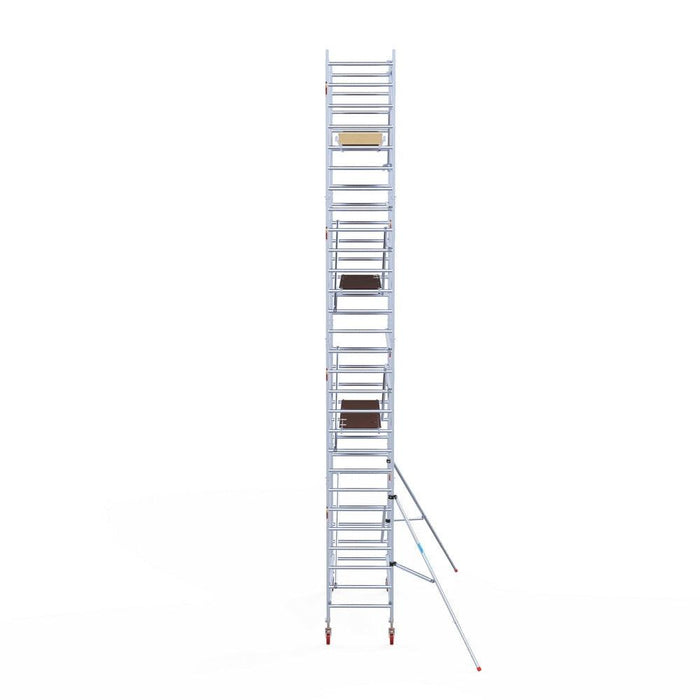 Rollgerüst Euroscaffold Basic 90x250 9,2m Arbeitshöhe an der Fassade - Gerüstexpress.de