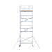Rollgerüst Euroscaffold Basic 90x250 9,2m Arbeitshöhe Carbonplattform gegen Fassade - Gerüstexpress.de