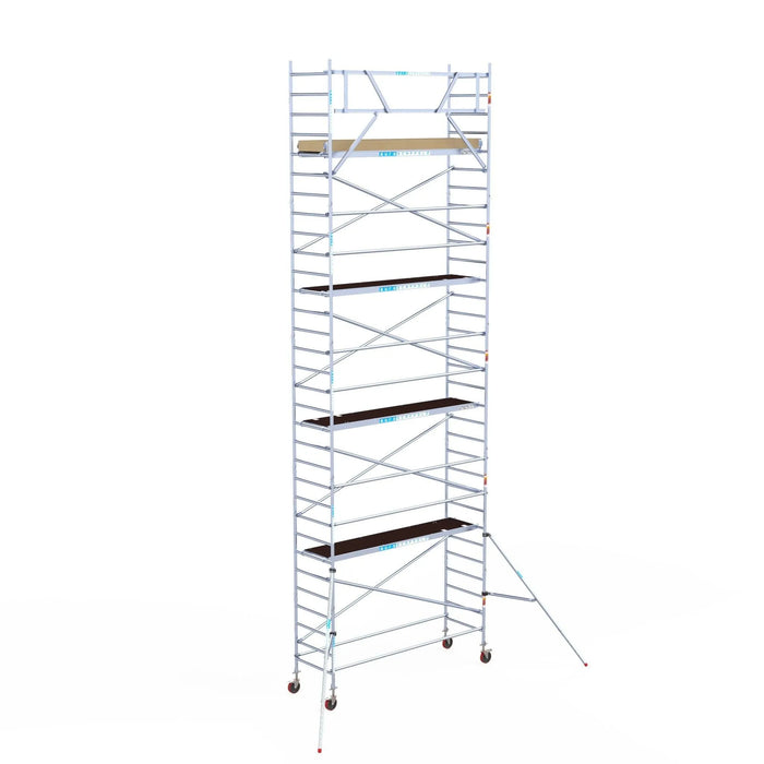 Rollgerüst Euroscaffold Basic 90x305 10,2m Arbeitshöhe an der Fassade - Gerüstexpress.de