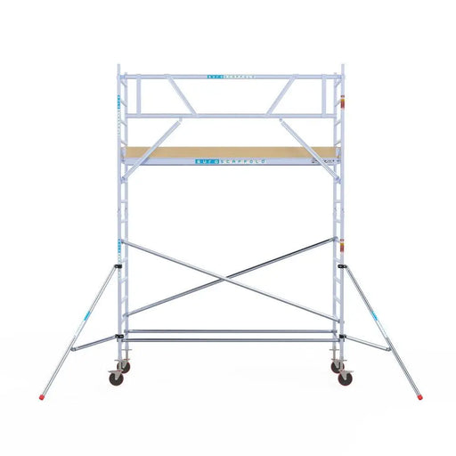 Rollgerüst Euroscaffold Basic 90x305 5,2m Arbeitshöhe an der Fassade - Gerüstexpress.de
