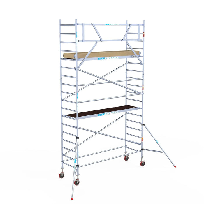 Rollgerüst Euroscaffold Basic 90x305 6,2m Arbeitshöhe an der Fassade - Gerüstexpress.de