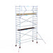 Rollgerüst Euroscaffold Basic 90x305 6,2m Arbeitshöhe Carbonplattform gegen Fassade - Gerüstexpress.de