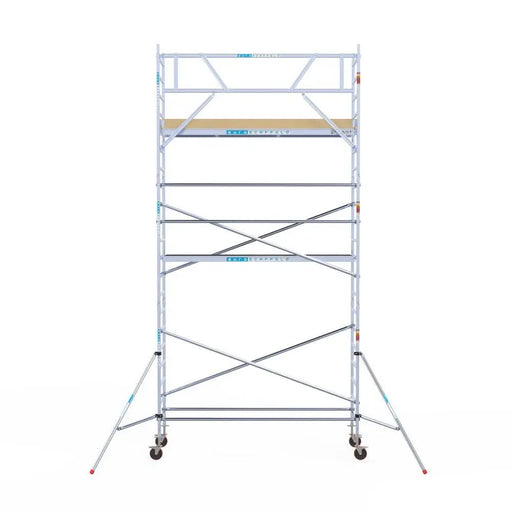 Rollgerüst Euroscaffold Basic 90x305 7,2m Arbeitshöhe an der Fassade - Gerüstexpress.de