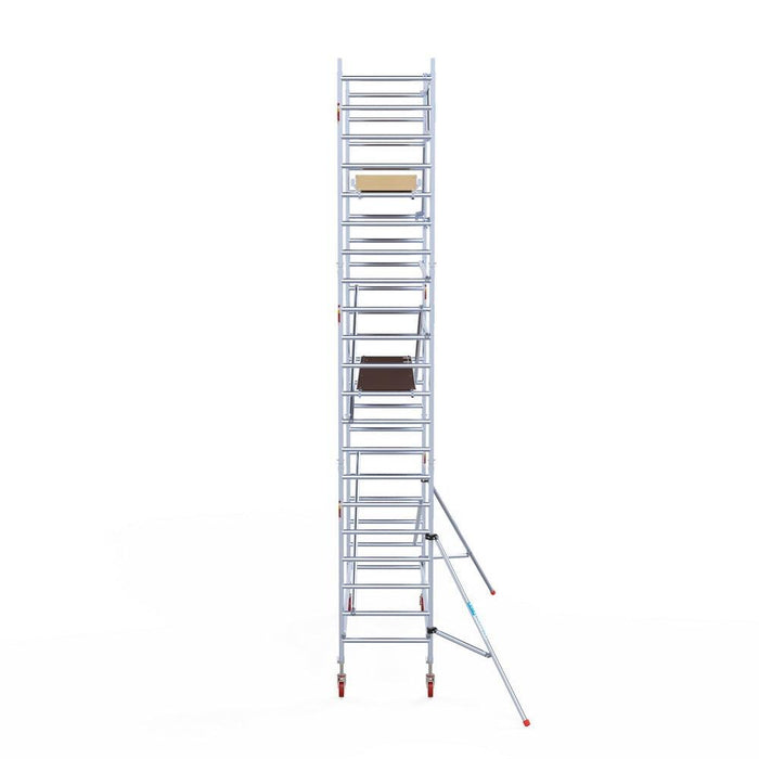 Rollgerüst Euroscaffold Basic 90x305 7,2m Arbeitshöhe an der Fassade - Gerüstexpress.de