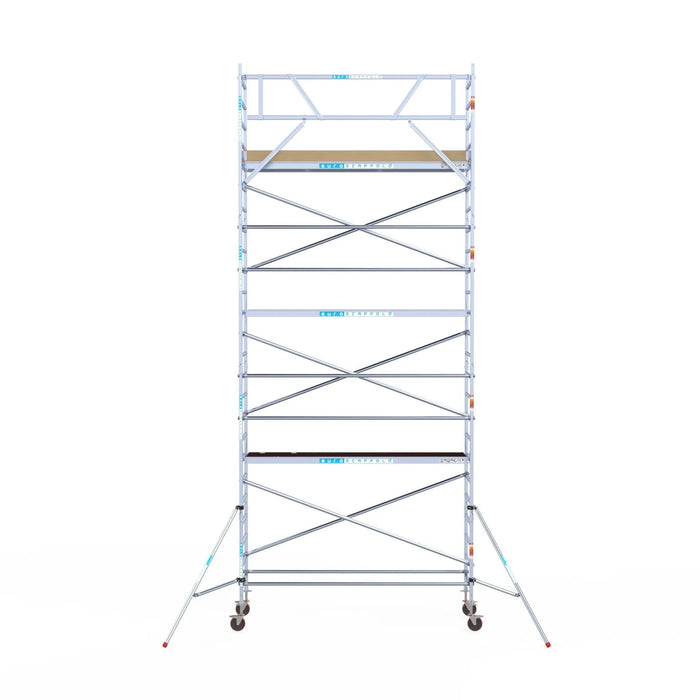Rollgerüst Euroscaffold Basic 90x305 8,2m Arbeitshöhe an der Fassade - Gerüstexpress.de