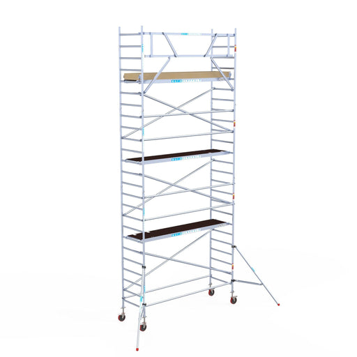 Rollgerüst Euroscaffold Basic 90x305 8,2m Arbeitshöhe an der Fassade - Gerüstexpress.de