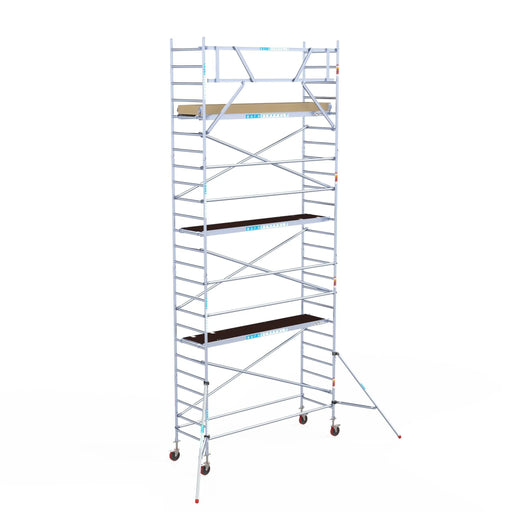 Rollgerüst Euroscaffold Basic 90x305 8,2m Arbeitshöhe an der Fassade - Gerüstexpress.de