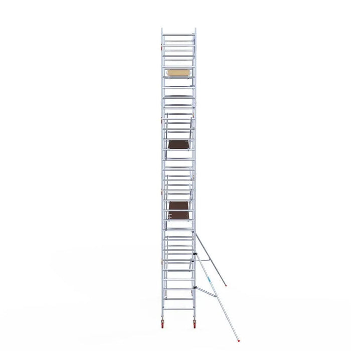 Rollgerüst Euroscaffold Basic 90x305 9,2m Arbeitshöhe Carbonplattform gegen Fassade - Gerüstexpress.de