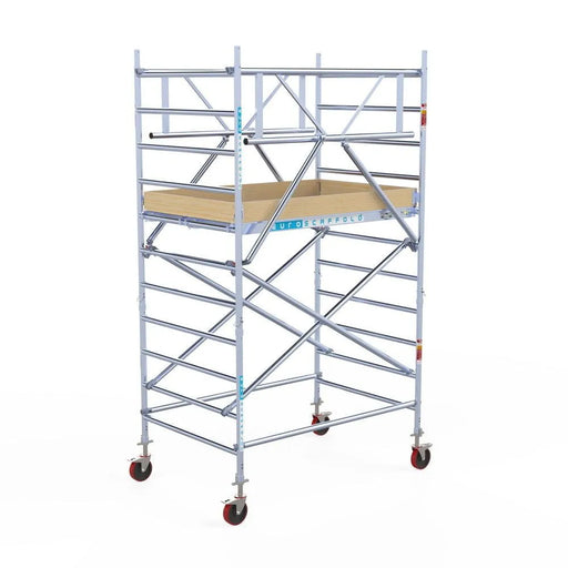 Rollgerüst Euroscaffold Basic Plus 135x190 4,2m Arbeitshöhe freistehend mit Carbonplattform - Gerüstexpress.de