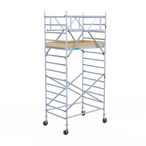 Rollgerüst Euroscaffold Basic Plus 135x190 5,2m Arbeitshöhe freistehend mit Carbonplattform - Gerüstexpress.de