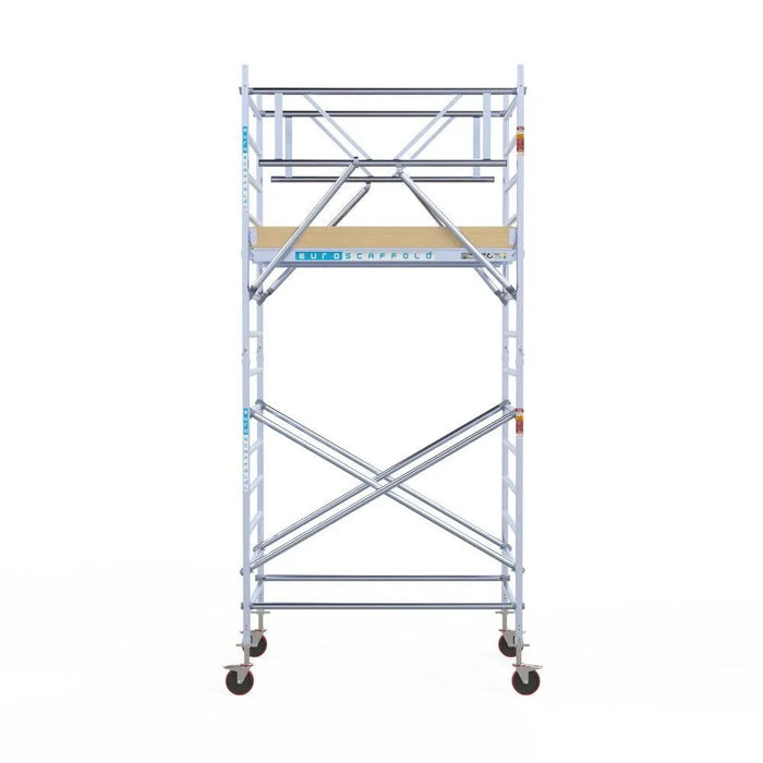 Rollgerüst Euroscaffold Basic Plus 135x190 5,2m Arbeitshöhe freistehend mit Carbonplattform - Gerüstexpress.de