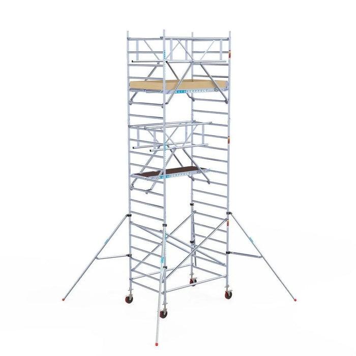 Rollgerüst Euroscaffold Basic Plus 135x190 7,2m Arbeitshöhe freistehend mit Carbonplattform - Gerüstexpress.de
