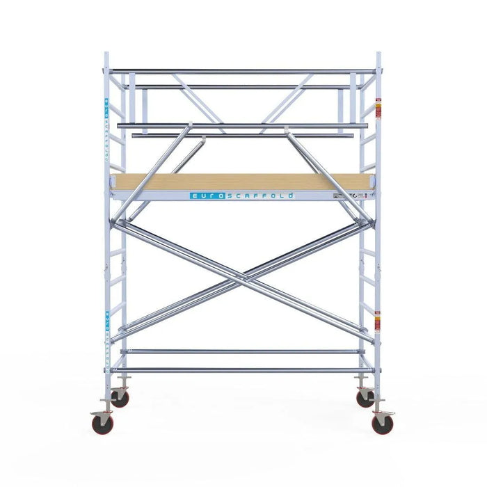 Rollgerüst Euroscaffold Basic Plus 135x250 4,2m Arbeitshöhe freistehend mit Carbonplattform - Gerüstexpress.de