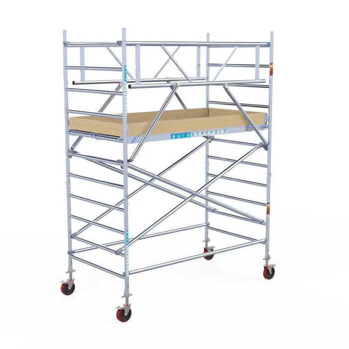 Rollgerüst Euroscaffold Basic Plus 135x250 4,2m Arbeitshöhe freistehend mit Carbonplattform - Gerüstexpress.de