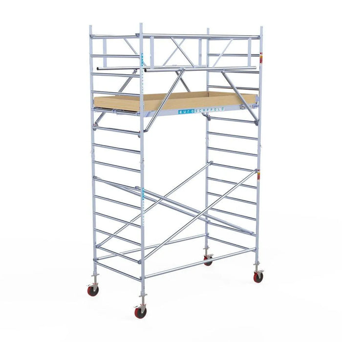 Rollgerüst Euroscaffold Basic Plus 135x250 5,2m Arbeitshöhe freistehend mit Carbonplattform - Gerüstexpress.de
