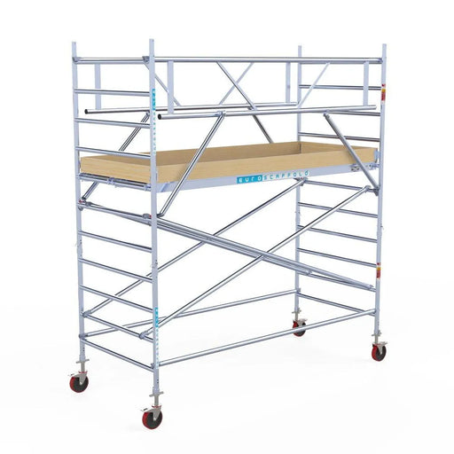 Rollgerüst Euroscaffold Basic Plus 135x305 4,2m Arbeitshöhe freistehend mit Carbonplattform - Gerüstexpress.de