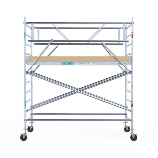 Rollgerüst Euroscaffold Basic Plus 135x305 4,2m Arbeitshöhe freistehend mit Carbonplattform - Gerüstexpress.de