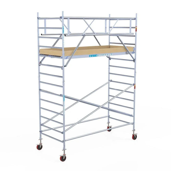 Rollgerüst Euroscaffold Basic Plus 135x305 5,2m Arbeitshöhe freistehend mit Carbonplattform - Gerüstexpress.de