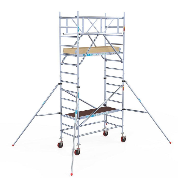 Rollgerüst Euroscaffold Basic Plus 90x190 5,2m Arbeitshöhe freistehend mit Carbonplattform - Gerüstexpress.de