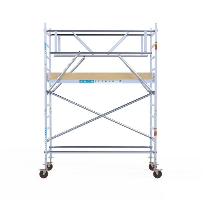 Rollgerüst Euroscaffold Basic Plus 90x250 4,2m Arbeitshöhe freistehend mit Carbonplattform - Gerüstexpress.de