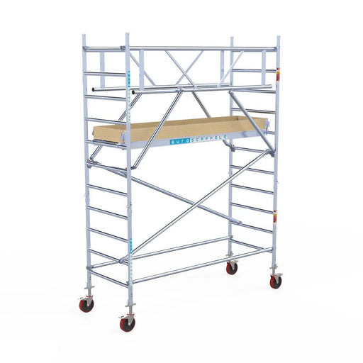 Rollgerüst Euroscaffold Basic Plus 90x250 4,2m Arbeitshöhe freistehend mit Carbonplattform - Gerüstexpress.de