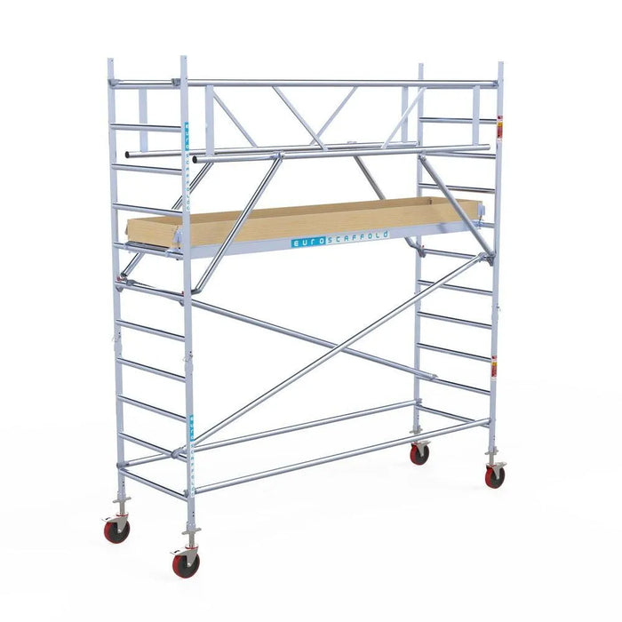 Rollgerüst Euroscaffold Basic Plus 90x305 4,2m Arbeitshöhe freistehend mit Carbonplattform - Gerüstexpress.de
