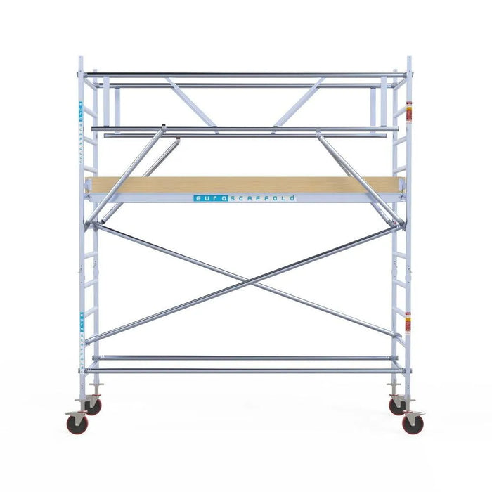 Rollgerüst Euroscaffold Basic Plus 90x305 4,2m Arbeitshöhe freistehend mit Carbonplattform - Gerüstexpress.de
