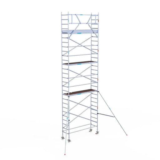 Rollgerüst Euroscaffold Original 75x250 9,2m Arbeitshöhe an der Fassade - Gerüstexpress.de