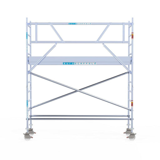Rollgerüst Euroscaffold Original 75x305 4,2m Arbeitshöhe an der Fassade - Gerüstexpress.de