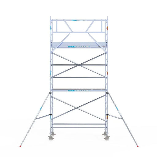Rollgerüst Euroscaffold Original 90x250 6,2m Arbeitshöhe an der Fassade - Gerüstexpress.de