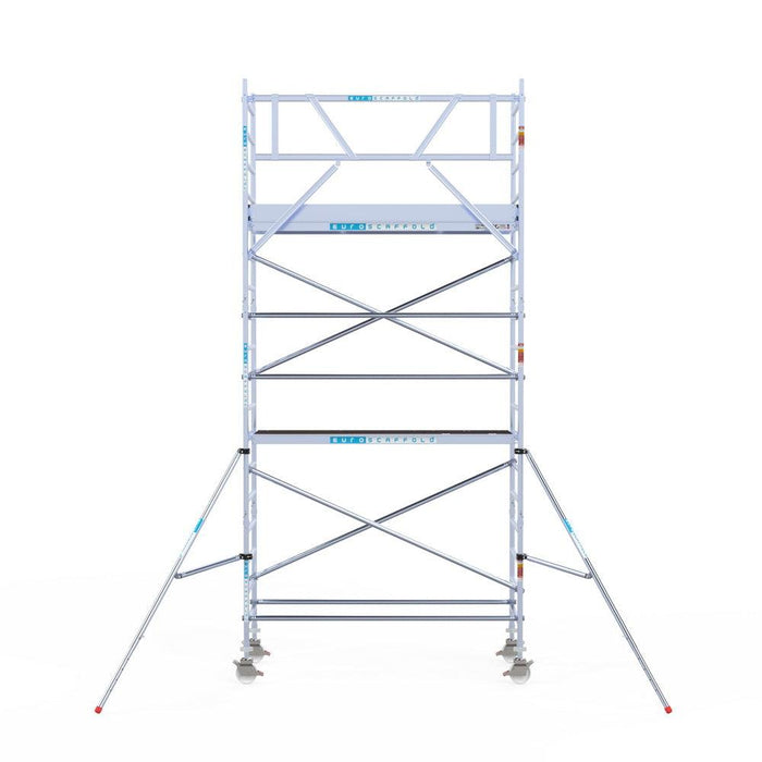 Rollgerüst Euroscaffold Original 90x250 6,2m Arbeitshöhe an der Fassade - Gerüstexpress.de