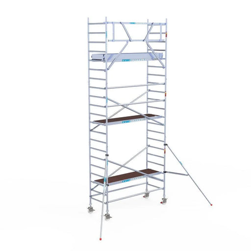 Rollgerüst Euroscaffold Original 90x250 7,2m Arbeitshöhe an der Fassade - Gerüstexpress.de