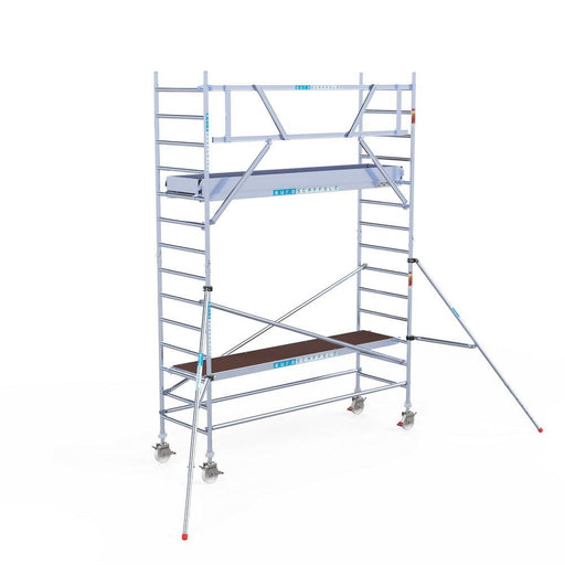 Rollgerüst Euroscaffold Original 90x305 5,2m Arbeitshöhe an der Fassade - Gerüstexpress.de