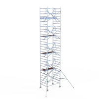 Rollgerüst Euroscaffold Professionell 135x190 10,2m Arbeitshöhe Carbonplattform gegen Fassade