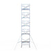 Rollgerüst Euroscaffold Professionell 135x190 11,2m Arbeitshöhe Carbonplattform gegen Fassade - Gerüstexpress.de
