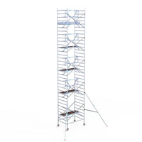 Rollgerüst Euroscaffold Professionell 135x190 11,2m Arbeitshöhe Carbonplattform gegen Fassade