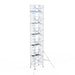 Rollgerüst Euroscaffold Professionell 135x190 12,2m Arbeitshöhe Carbonplattform gegen Fassade - Gerüstexpress.de