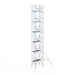 Rollgerüst Euroscaffold Professionell 135x190 13,2m Arbeitshöhe Carbonplattform gegen Fassade - Gerüstexpress.de