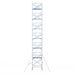 Rollgerüst Euroscaffold Professionell 135x190 14,2m Arbeitshöhe Carbonplattform gegen Fassade - Gerüstexpress.de