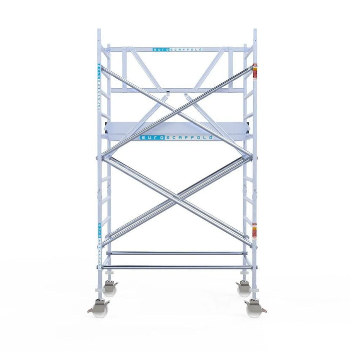 Rollgerüst Euroscaffold Professionell 135x190 4,2m Arbeitshöhe an der Fassade - Gerüstexpress.de