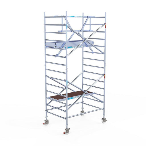 Rollgerüst Euroscaffold Professionell 135x190 5,2m Arbeitshöhe an der Fassade - Gerüstexpress.de