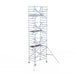 Rollgerüst Euroscaffold Professionell 135x190 8,2m Arbeitshöhe Carbonplattform gegen Fassade - Gerüstexpress.de