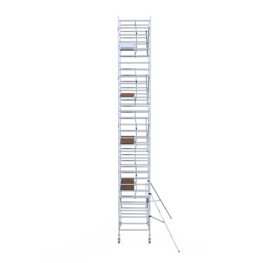 Rollgerüst Euroscaffold Professionell 135x250 10,2m Arbeitshöhe Carbonplattform gegen Fassade - Gerüstexpress.de