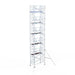 Rollgerüst Euroscaffold Professionell 135x250 12,2m Arbeitshöhe Carbonplattform gegen Fassade - Gerüstexpress.de