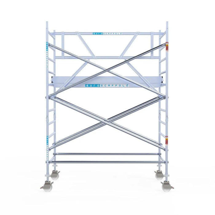 Rollgerüst Euroscaffold Professionell 135x250 4,2m Arbeitshöhe an der Fassade - Gerüstexpress.de