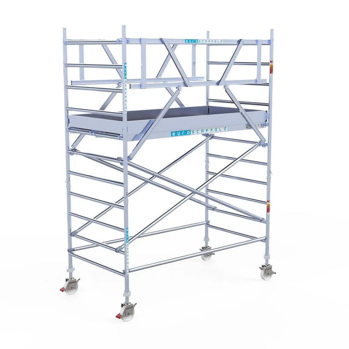 Rollgerüst Euroscaffold Professionell 135x250 4,2m Arbeitshöhe Carbonplattform freistehend - Gerüstexpress.de