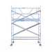 Rollgerüst Euroscaffold Professionell 135x250 4,2m Arbeitshöhe Carbonplattform gegen Fassade - Gerüstexpress.de