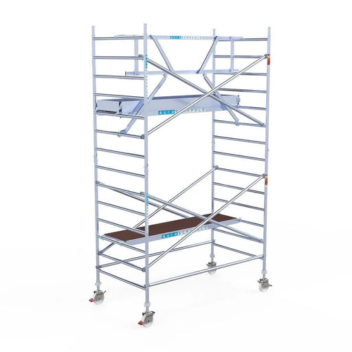 Rollgerüst Euroscaffold Professionell 135x250 5,2m Arbeitshöhe an der Fassade - Gerüstexpress.de