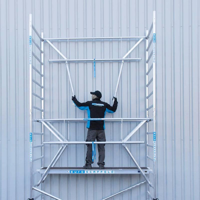 Rollgerüst Euroscaffold Professionell 135x250 5,2m Arbeitshöhe Carbonplattform freistehend - Gerüstexpress.de