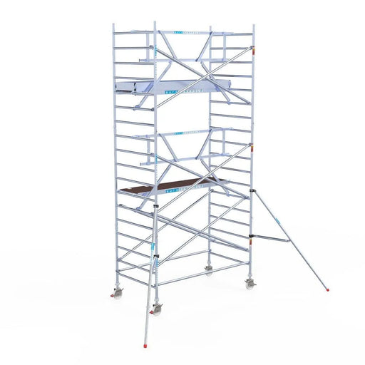 Rollgerüst Euroscaffold Professionell 135x250 6,2m Arbeitshöhe an der Fassade - Gerüstexpress.de